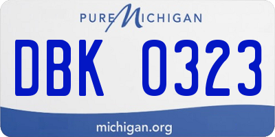 MI license plate DBK0323
