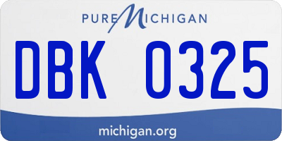 MI license plate DBK0325