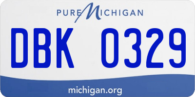 MI license plate DBK0329