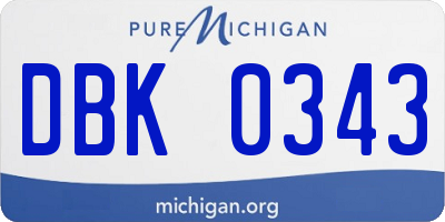 MI license plate DBK0343