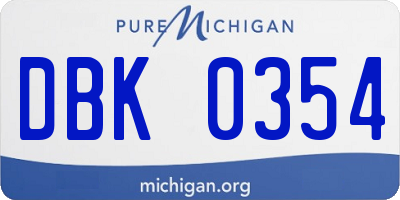 MI license plate DBK0354