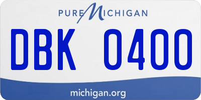 MI license plate DBK0400