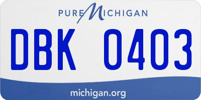 MI license plate DBK0403