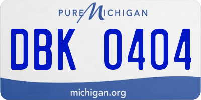 MI license plate DBK0404