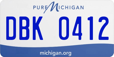 MI license plate DBK0412