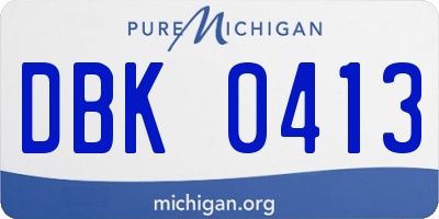 MI license plate DBK0413