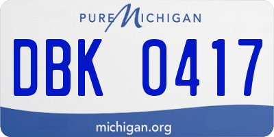 MI license plate DBK0417