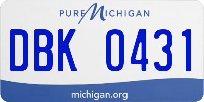 MI license plate DBK0431