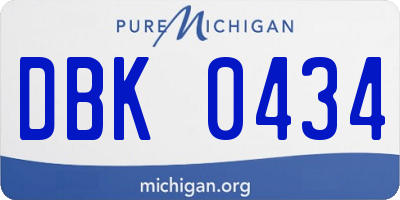 MI license plate DBK0434