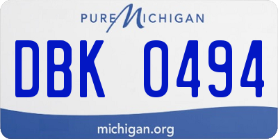 MI license plate DBK0494