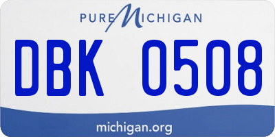 MI license plate DBK0508