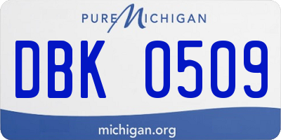 MI license plate DBK0509