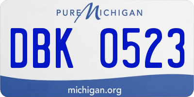 MI license plate DBK0523