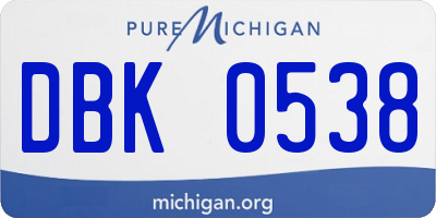 MI license plate DBK0538