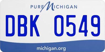 MI license plate DBK0549