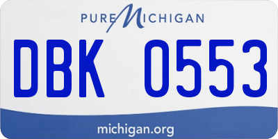 MI license plate DBK0553