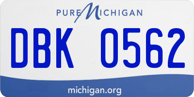 MI license plate DBK0562