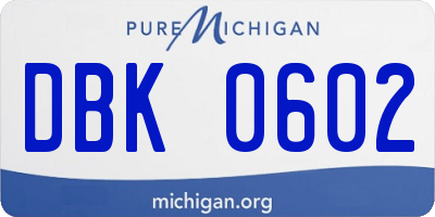 MI license plate DBK0602