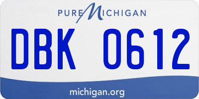 MI license plate DBK0612