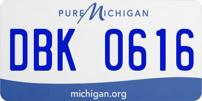 MI license plate DBK0616