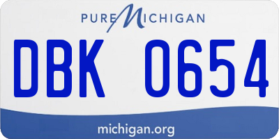 MI license plate DBK0654