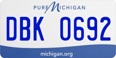 MI license plate DBK0692