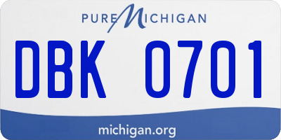 MI license plate DBK0701