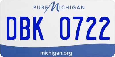 MI license plate DBK0722