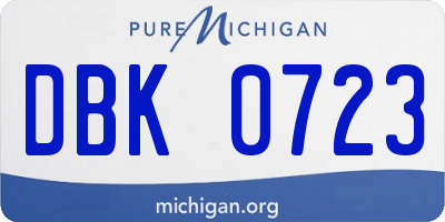 MI license plate DBK0723