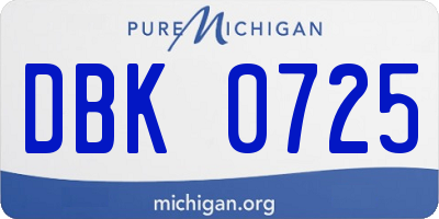 MI license plate DBK0725
