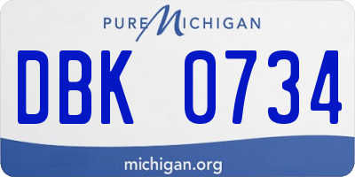 MI license plate DBK0734