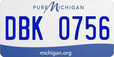 MI license plate DBK0756