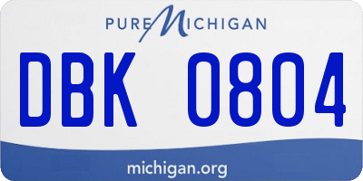 MI license plate DBK0804