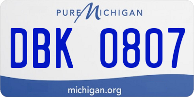 MI license plate DBK0807