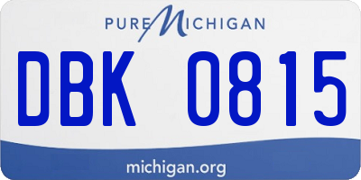 MI license plate DBK0815