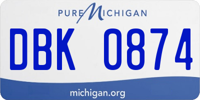 MI license plate DBK0874