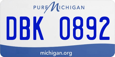 MI license plate DBK0892