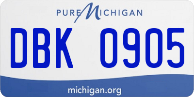 MI license plate DBK0905