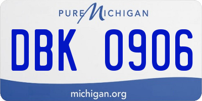 MI license plate DBK0906