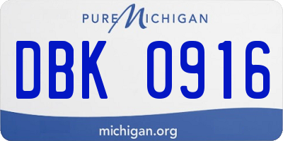 MI license plate DBK0916