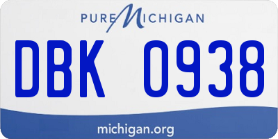 MI license plate DBK0938