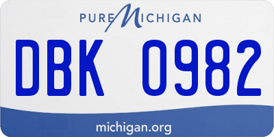 MI license plate DBK0982