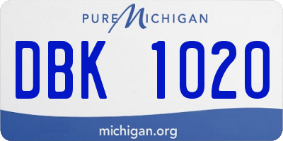 MI license plate DBK1020