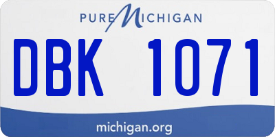 MI license plate DBK1071