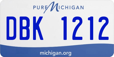 MI license plate DBK1212