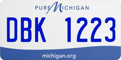MI license plate DBK1223