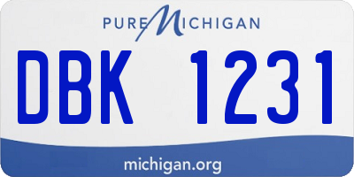 MI license plate DBK1231
