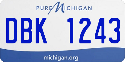 MI license plate DBK1243