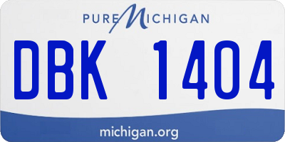 MI license plate DBK1404