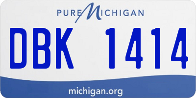 MI license plate DBK1414